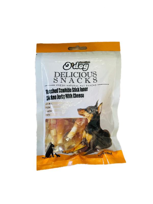 تشویقی سگ اوداگ مدل Rawhide Chicken Jerky With Cheese Odog Bleached Rawhide Chicken Jerky With Cheese Dog Treat