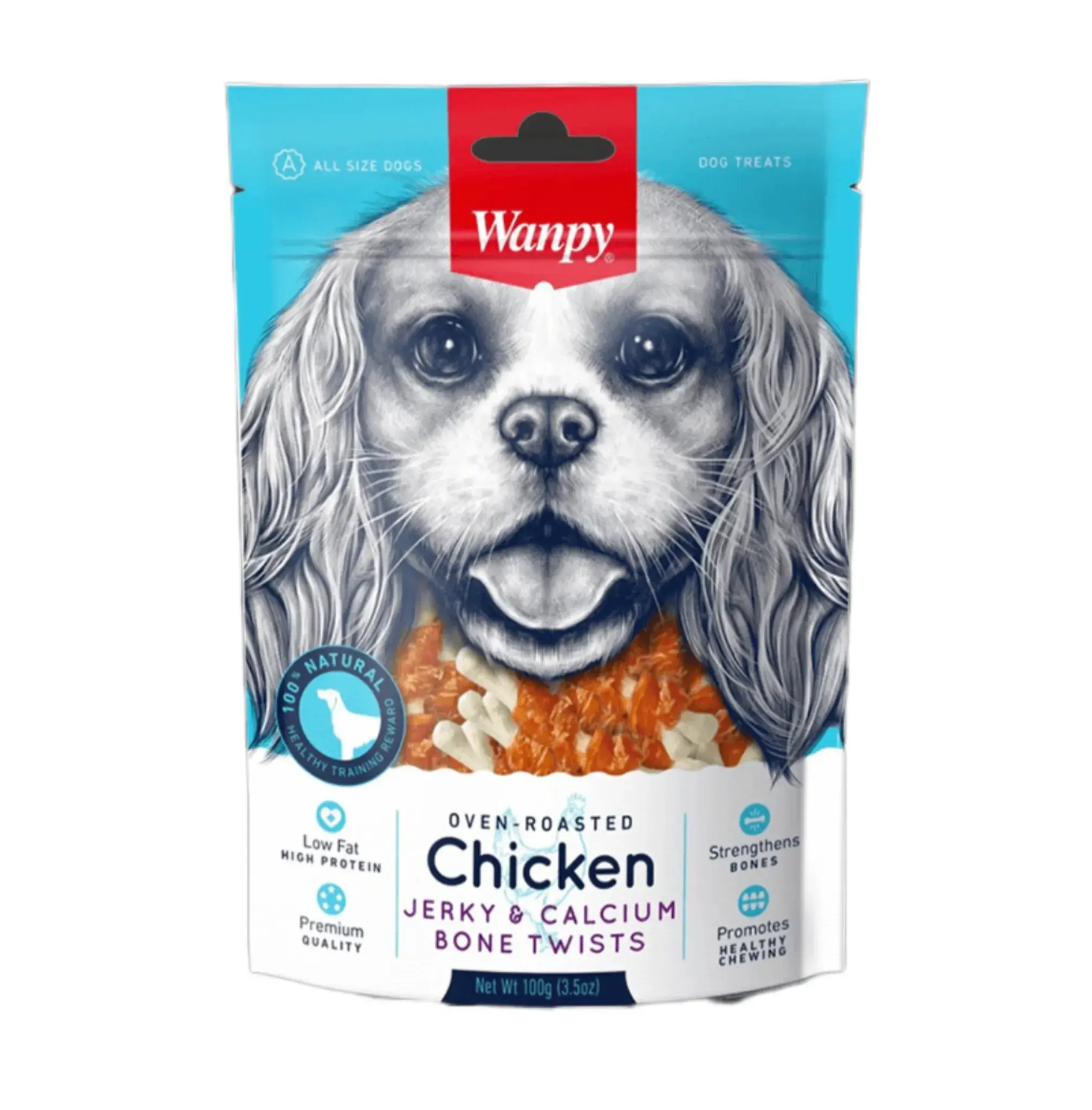 تشویقی سگ ونپی مدل Chicken Jerky @ Calcium Bone Twists وزن 100 گرم