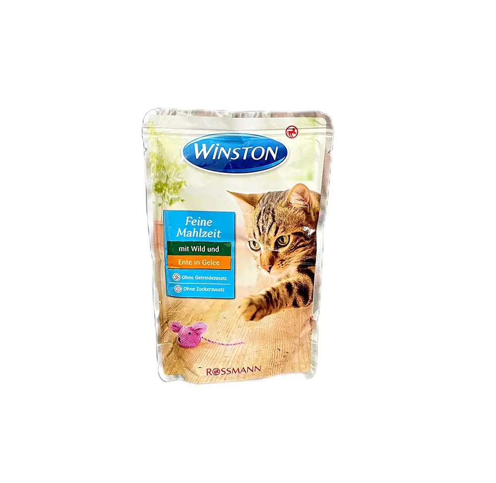پوچ گربه وینستون با طعم گوشت شکار در ژله وزن 100 گرم