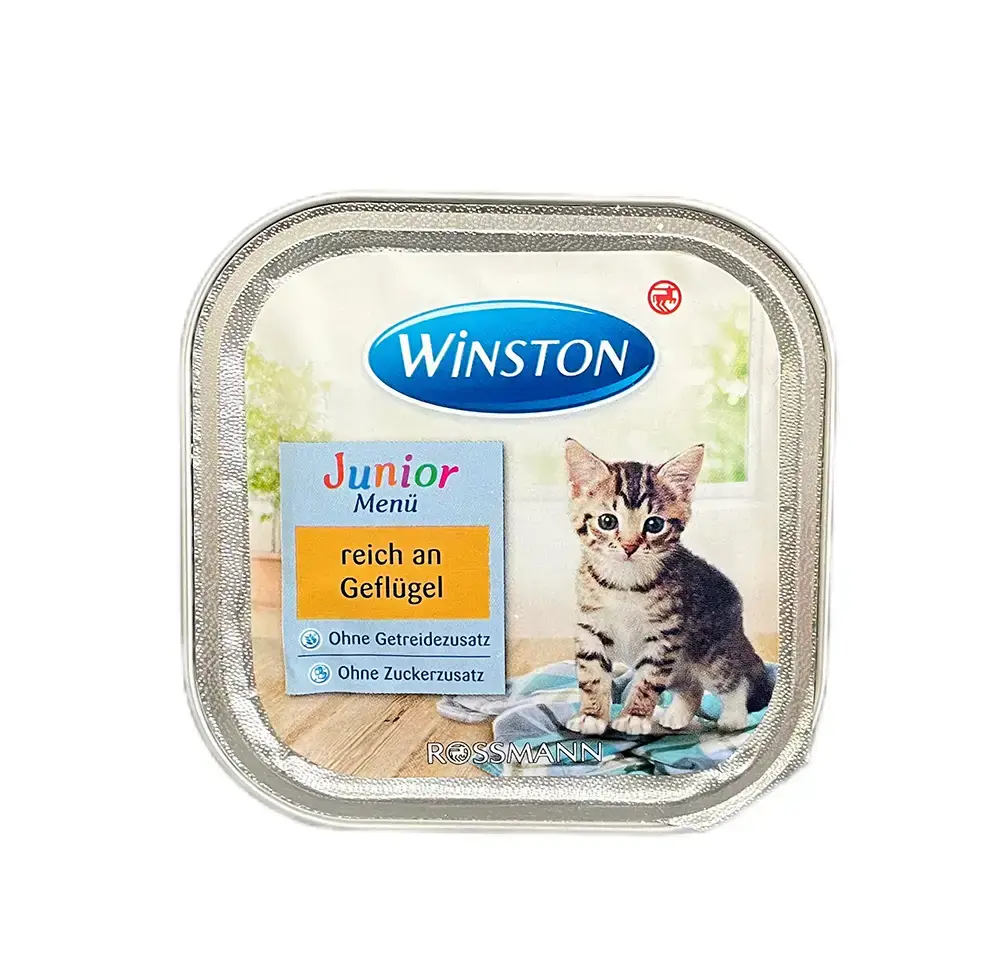 غذای کاسه ای بچه گربه وینستون مدل Junior Poultry وزن 100 گرم